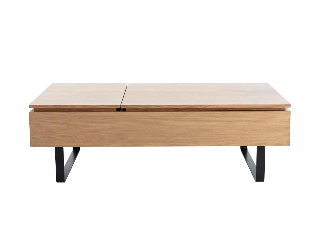 Table Basse Avec Plateau Relevable Et 1 Tiroir En MDF Et Métal - Naturel Clair - DALAHO 6 Table Basse Avec Plateau Relevable Et 1 Tiroir En MDF Et Métal - Naturel Clair - DALAHO – Image 4