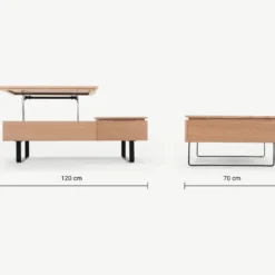 Table Basse Avec Plateau Relevable Et 1 Tiroir En MDF Et Métal - Naturel Clair - DALAHO 27 Table Basse Avec Plateau Relevable Et 1 Tiroir En MDF Et Métal - Naturel Clair - DALAHO -Pas Cher Mobiliora Magasin table basse 14437515