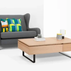 Table Basse Avec Plateau Relevable Et 1 Tiroir En MDF Et Métal - Naturel Clair - DALAHO 29 Table Basse Avec Plateau Relevable Et 1 Tiroir En MDF Et Métal - Naturel Clair - DALAHO -Pas Cher Mobiliora Magasin table basse 14437541