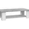PILVI Table Basse Rectangulaire - Blanc Et Béton Gris Clair - L 110 X P 60 X H 31 Cm