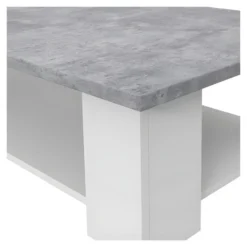 PILVI Table Basse Rectangulaire - Blanc Et Béton Gris Clair - L 110 X P 60 X H 31 Cm -Pas Cher Mobiliora Magasin table basse 14506185