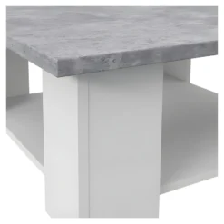 PILVI Table Basse Rectangulaire - Blanc Et Béton Gris Clair - L 110 X P 60 X H 31 Cm -Pas Cher Mobiliora Magasin table basse 14506187
