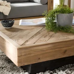 ANDRIAN - Table Basse Carrée Marron 99.5x99.5cm Bois Pin Recyclé Piètement Noir 9 ANDRIAN - Table Basse Carrée Marron 99.5x99.5cm Bois Pin Recyclé Piètement Noir -Pas Cher Mobiliora Magasin table basse 14654663