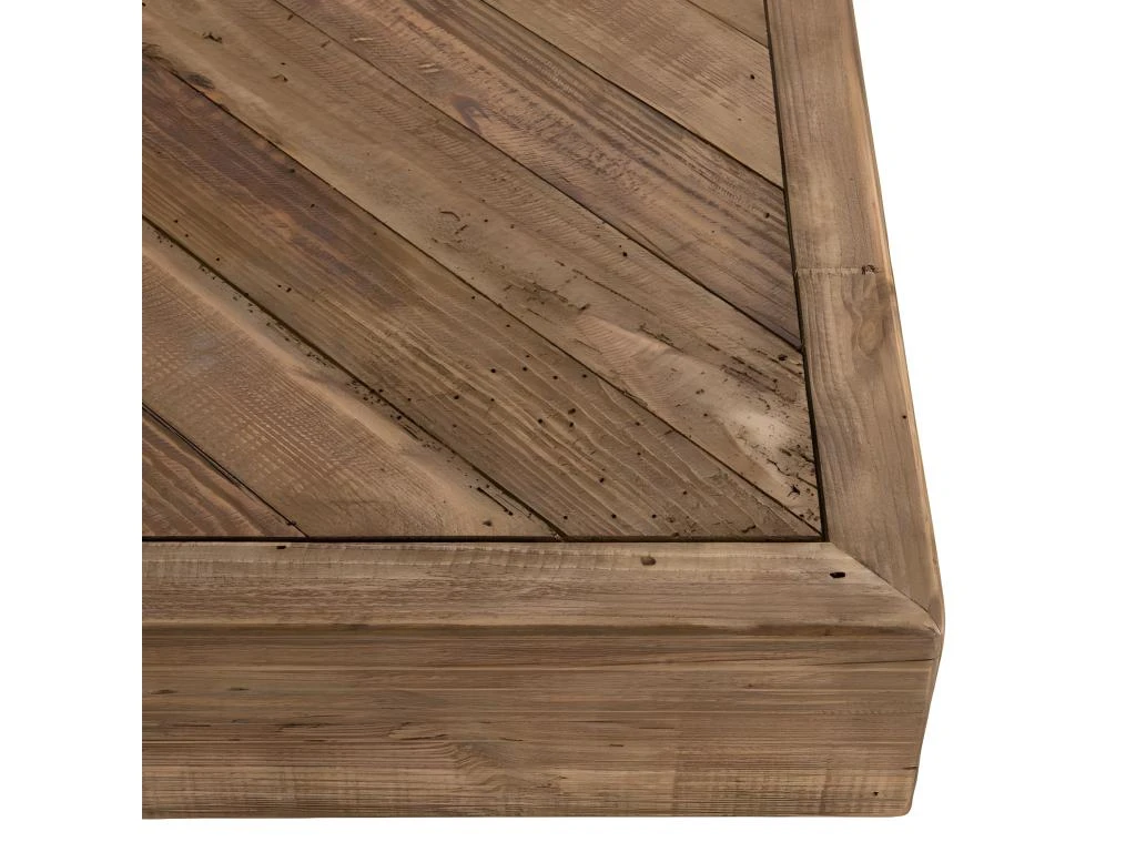 ANDRIAN - Table Basse Carrée Marron 99.5x99.5cm Bois Pin Recyclé Piètement Noir 6 ANDRIAN - Table Basse Carrée Marron 99.5x99.5cm Bois Pin Recyclé Piètement Noir – Image 4