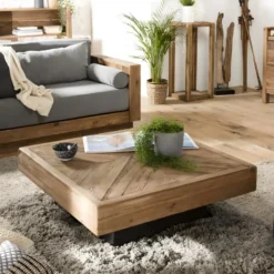 ANDRIAN - Table Basse Carrée Marron 99.5x99.5cm Bois Pin Recyclé Piètement Noir 11 ANDRIAN - Table Basse Carrée Marron 99.5x99.5cm Bois Pin Recyclé Piètement Noir -Pas Cher Mobiliora Magasin table basse 14654667