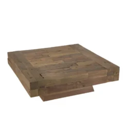 LEONCE - Table Basse Carrée Bois Massif Marron -Pas Cher Mobiliora Magasin table basse 14654835