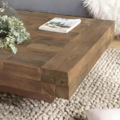 LEONCE - Table Basse Carrée Bois Massif Marron -Pas Cher Mobiliora Magasin table basse 14654837