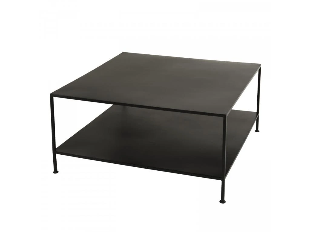 ROBIN - Table Basse Industrielle Carrée 80x80cm Métal Noir 4 ROBIN - Table Basse Industrielle Carrée 80x80cm Métal Noir – Image 2