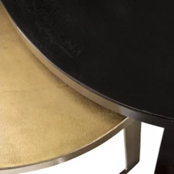 JONAS - Set De 2 Tables Gigognes Ceinturées Rondes Aluminium Noir Doré - Pieds Métal Demi-cercle -Pas Cher Mobiliora Magasin table basse 14655235