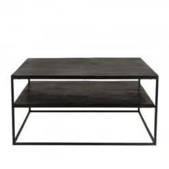 JONAS - Table Basse Double Plateau 80x80cm Aluminium Noir Pieds Métal -Pas Cher Mobiliora Magasin table basse 14655521