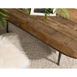 ALIDA - Table Basse Marron Ovale Teck Recyclé Pieds Métal -Pas Cher Mobiliora Magasin table basse 14655801