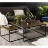 JONAS - Set De 2 Tables Gigognes Carrées Aluminium Doré - Pieds Métal Noir -Pas Cher Mobiliora Magasin table basse 14656007