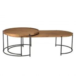 ALIDA - Set De 2 Tables Basses Ovale Et Ronde -Pas Cher Mobiliora Magasin table basse 14656025