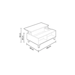 Table Basse Avec Plateau Partiellement Relevable L100 Cm - Zaiken Plus -Pas Cher Mobiliora Magasin table basse 14661915