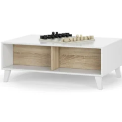 Table Basse Avec Plateau Partiellement Relevable L100 Cm - Zaiken Plus -Pas Cher Mobiliora Magasin table basse 14661917