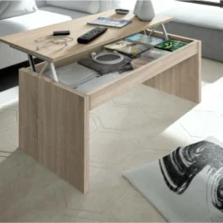 Table Basse à Plateau Relevable L102 X H43/54 Cm -Pas Cher Mobiliora Magasin table basse 14661931