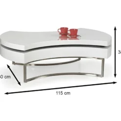 Table Basse Design 115 X 80 X 38 Cm - Blanc -Pas Cher Mobiliora Magasin table basse 14699867