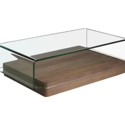 Table Basse Courbée En Verre Et Bois 2004 ANGEL CERDA