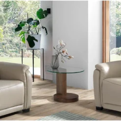 Table D'angle De Noyer Et Verre 2036 ANGEL CERDA -Pas Cher Mobiliora Magasin table basse 14721759