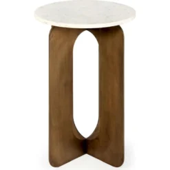 Table D'appoint Métal/Marbre Doré Antique/Blanc 15 Table D'appoint Métal/Marbre Doré Antique/Blanc -Pas Cher Mobiliora Magasin table basse 14906587