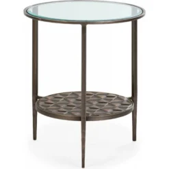 Table D'appoint Métal/Verre -- Doré Antique -Pas Cher Mobiliora Magasin table basse 14908889