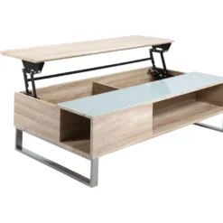 Ela - Table Basse Blanche Plateau Relevable Bois -Pas Cher Mobiliora Magasin table basse 15005781