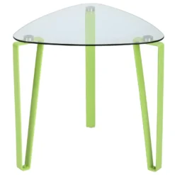 Table D'appoint Style Industriel En Verre Vert URBAN MEUBLE 44*44*42cm