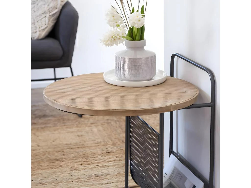 Bout De Canapé En Bois De Sapin Et Métal Denise 4 Bout De Canapé En Bois De Sapin Et Métal Denise – Image 2