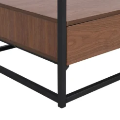 Table Basse Avec 2 Tiroirs En MDF, Verre Trempé Et Métal - Naturel Foncé - CAMATA 19 Table Basse Avec 2 Tiroirs En MDF, Verre Trempé Et Métal - Naturel Foncé - CAMATA -Pas Cher Mobiliora Magasin table basse 15789677