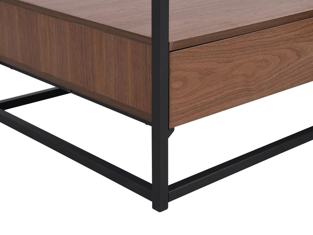 Table Basse Avec 2 Tiroirs En MDF, Verre Trempé Et Métal - Naturel Foncé - CAMATA 11 Table Basse Avec 2 Tiroirs En MDF, Verre Trempé Et Métal - Naturel Foncé - CAMATA – Image 9