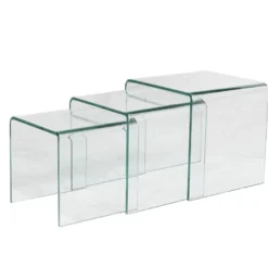 Tables Basses Gigognes MINKA - Verre Courbé -Pas Cher Mobiliora Magasin table basse 15893223