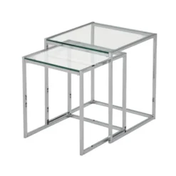 Tables Basses Gigognes ZURIA - Verre Trempé & Métal Chromé