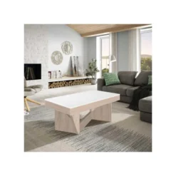 Table Basse Relevable Chêne Blond/Bois Blanc - POPLO