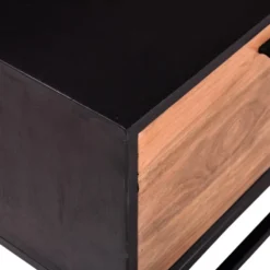 Table Basse Avec 1 Tiroir Et 1 Niche En Bois D'acacia Et Métal - Naturel Foncé Et Noir - ALYONA -Pas Cher Mobiliora Magasin table basse 16581705