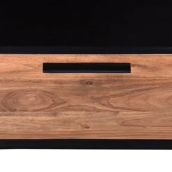 Table Basse Avec 1 Tiroir Et 1 Niche En Bois D'acacia Et Métal - Naturel Foncé Et Noir - ALYONA -Pas Cher Mobiliora Magasin table basse 16581755