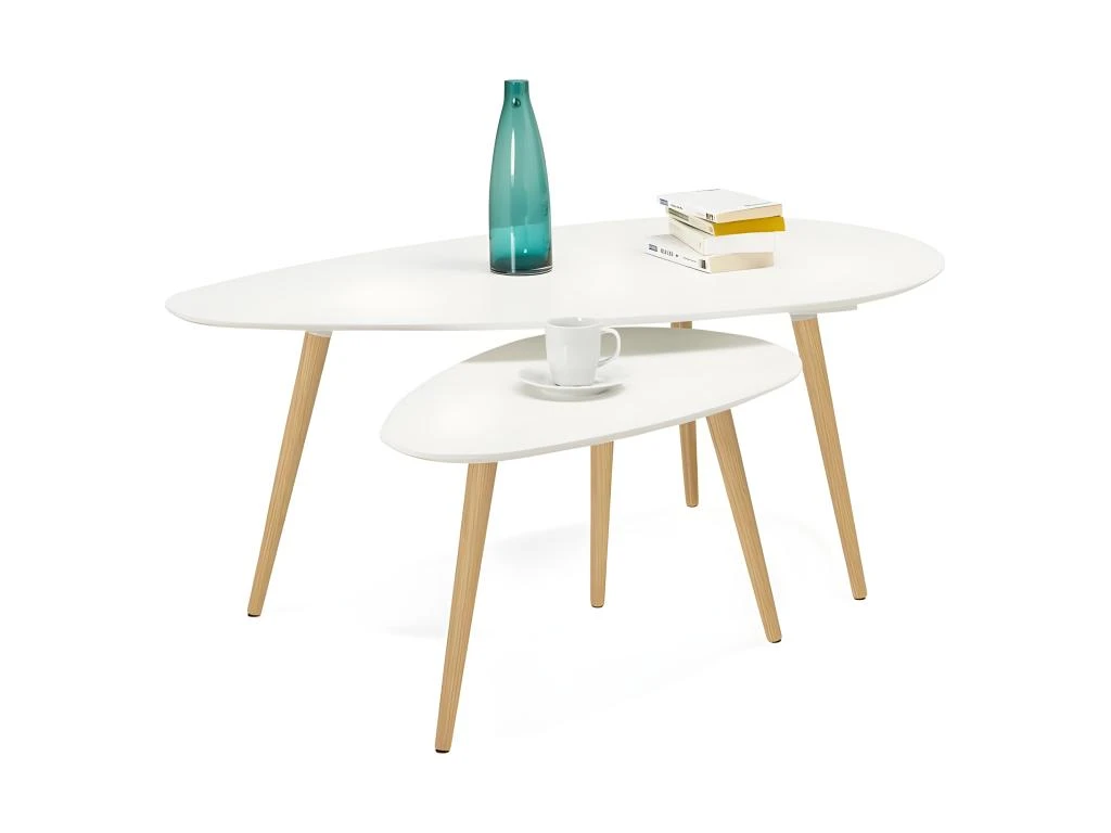 Lot De 2 Tables Gigognes "Rauma" 116cm Blanc 4 Lot De 2 Tables Gigognes "Rauma" 116cm Blanc – Image 2