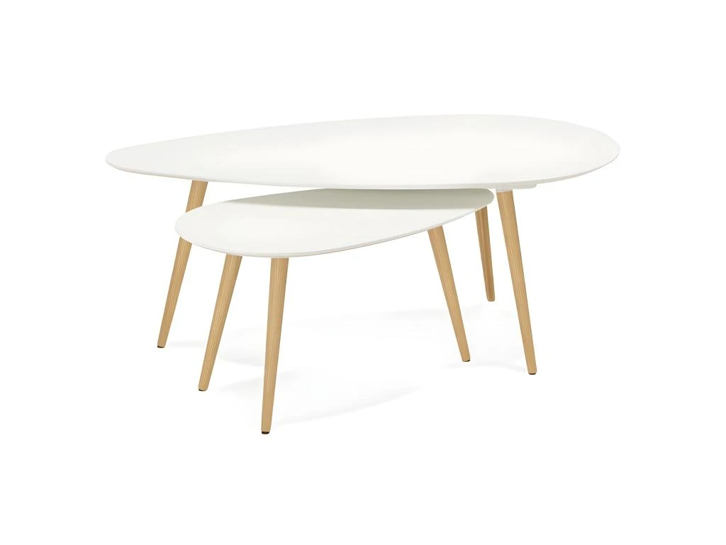 Lot De 2 Tables Gigognes "Rauma" 116cm Blanc 5 Lot De 2 Tables Gigognes "Rauma" 116cm Blanc – Image 3