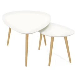 Lot De 2 Tables Gigognes "Rauma" 116cm Blanc 10 Lot De 2 Tables Gigognes "Rauma" 116cm Blanc -Pas Cher Mobiliora Magasin table basse 16739623