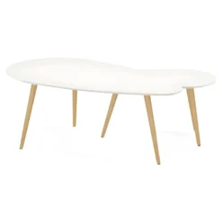 Lot De 2 Tables Gigognes "Rauma" 116cm Blanc 11 Lot De 2 Tables Gigognes "Rauma" 116cm Blanc -Pas Cher Mobiliora Magasin table basse 16739625