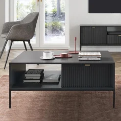 Table Basse Avec 2 Tiroirs Et 1 Niche - Noir - LIOUBA De Pascal MORABITO