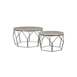 Duo Tables Basses Rondes Marbre/Métal - DALISHI