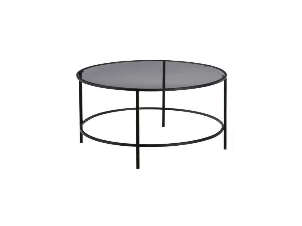 Table Basse Ronde Verre/Métal Noir- EMILIO 3 Table Basse Ronde Verre/Métal Noir- EMILIO