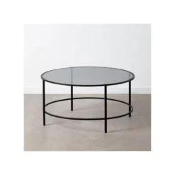 Table Basse Ronde Verre/Métal Noir- EMILIO 10 Table Basse Ronde Verre/Métal Noir- EMILIO -Pas Cher Mobiliora Magasin table basse 17626723
