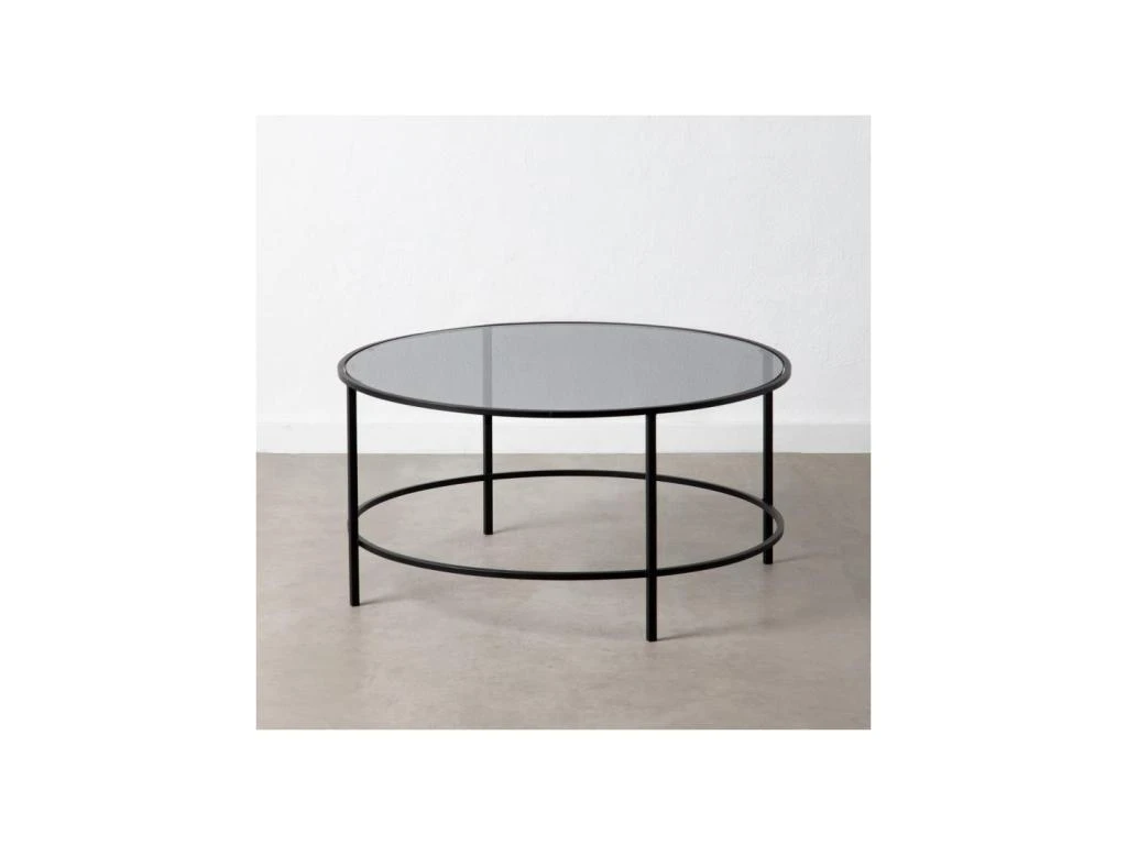 Table Basse Ronde Verre/Métal Noir- EMILIO 5 Table Basse Ronde Verre/Métal Noir- EMILIO – Image 3