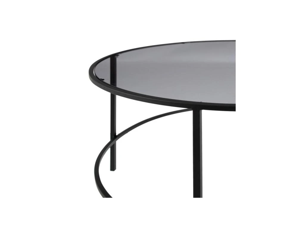 Table Basse Ronde Verre/Métal Noir- EMILIO 6 Table Basse Ronde Verre/Métal Noir- EMILIO – Image 4