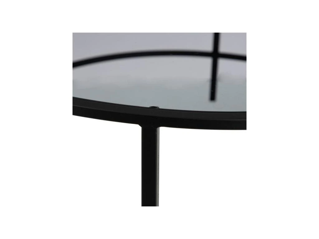 Table Basse Ronde Verre/Métal Noir- EMILIO 7 Table Basse Ronde Verre/Métal Noir- EMILIO – Image 5