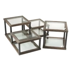Set De 4 Tables Basses Carrées Bois/Verre - LOKEREN