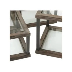 Set De 4 Tables Basses Carrées Bois/Verre - LOKEREN -Pas Cher Mobiliora Magasin table basse 17626811