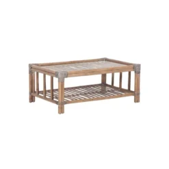 Table Basse Rectangulaire Verre/Rotin - PUREZA