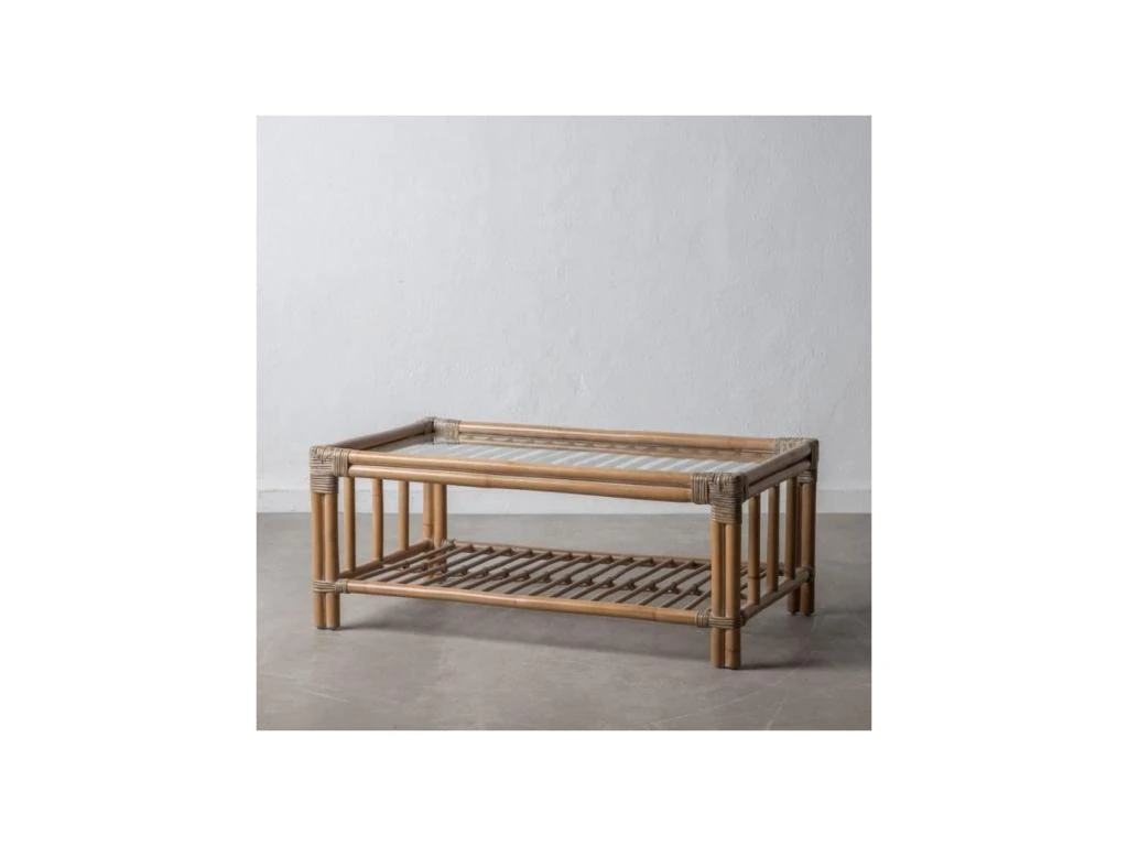 Table Basse Rectangulaire Verre/Rotin - PUREZA 4 Table Basse Rectangulaire Verre/Rotin - PUREZA – Image 2